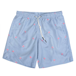 Cabo 6.5" Striped Flamingos Swim Trunks