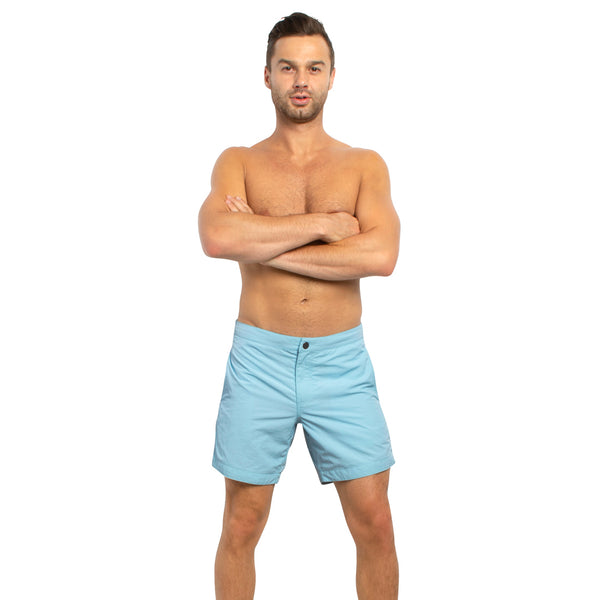 WILDBREATH Men's Quick Dry UPF 50+ Lightweight Swim Trunk, Blue Camo / Small