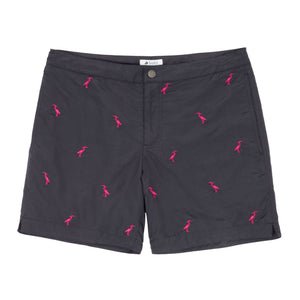 Aruba 6.5" Cable Grey Embroidered Herons Swim Trunks