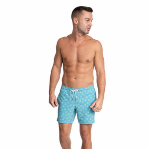 Cabo 6.5" Teal Volleyballs-Stretch Swim Trunks